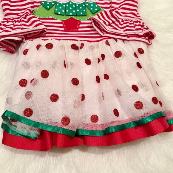 Rare Editions Toddler Girls Tiered Christmas Tree Dress Tulle Skirt 3T Preowned - Picture 3 of 5